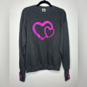 Vintage 90s Handcuffs Sweatshirt Gray Pullover Glove Hands USA XL Pink Hearts